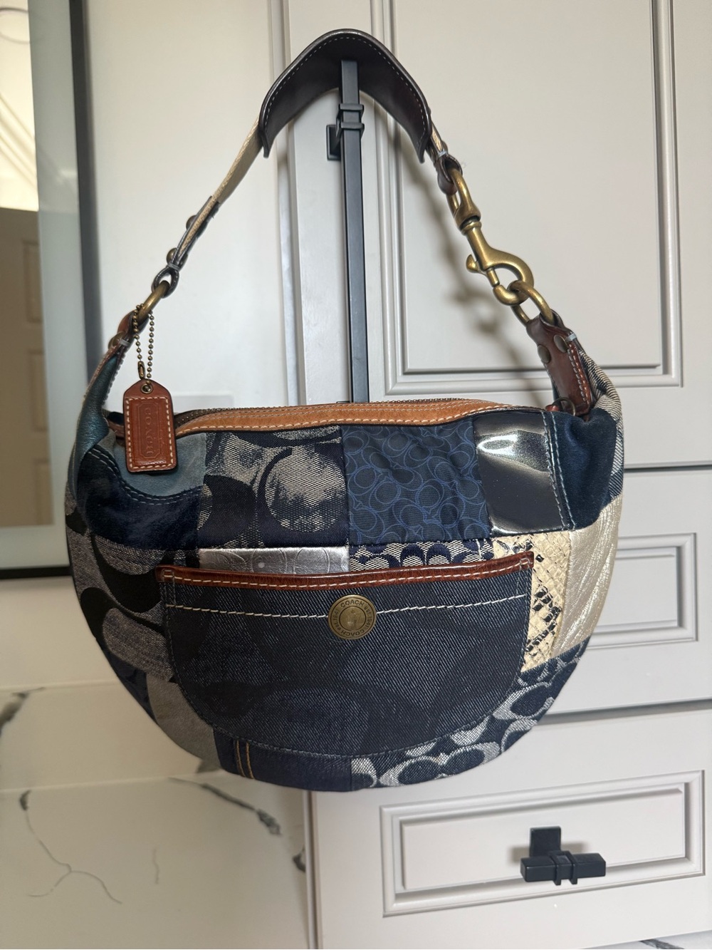 Vintage Y2K Denim Coach Patchwork Shoulder Bag